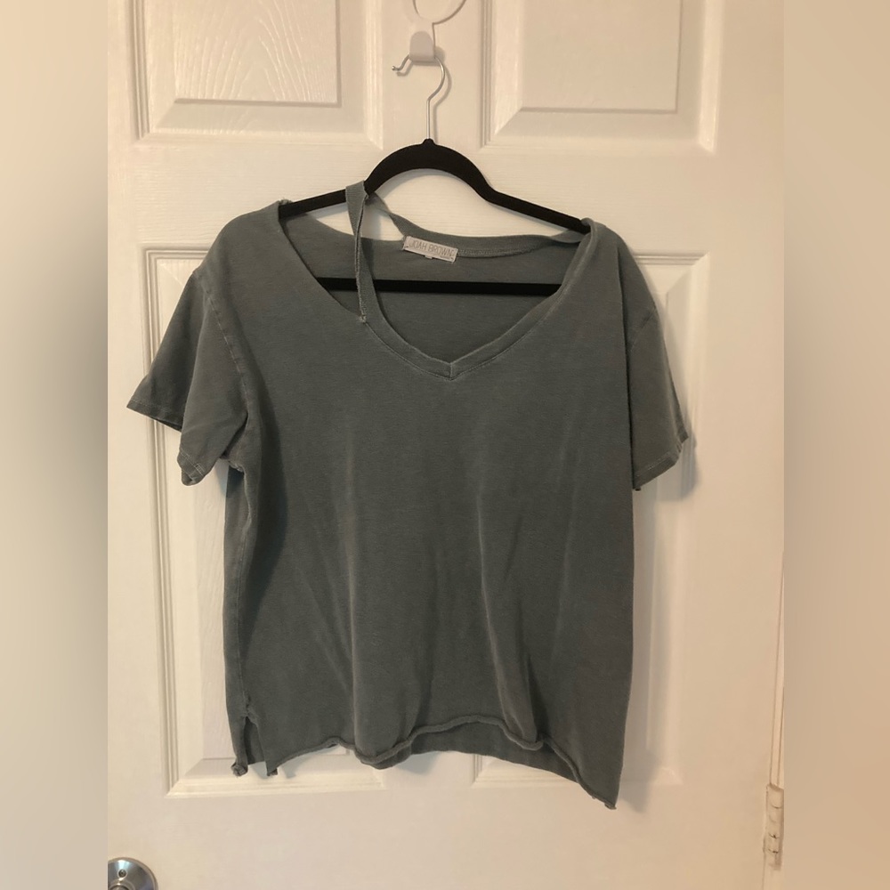 Joah Brown green off the shoulder shirt